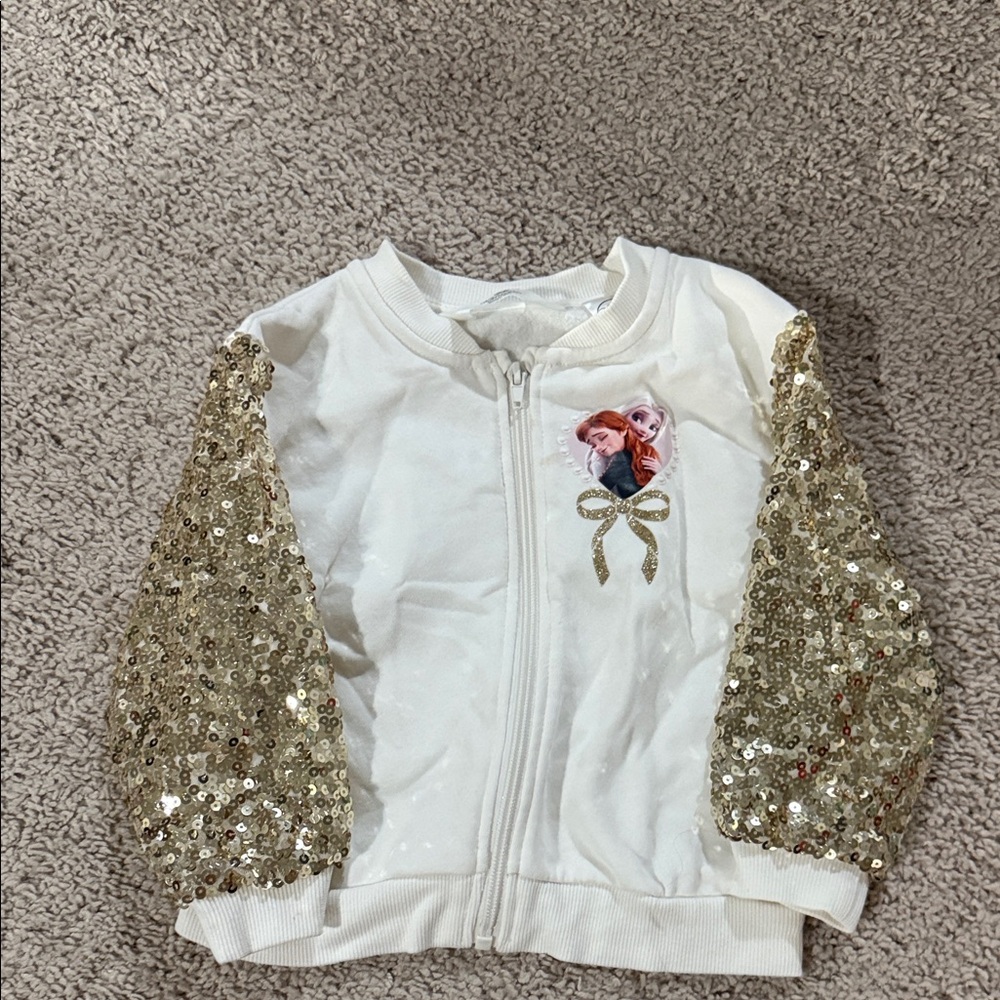 Disney little Girl Jacket with Gold Sequin Sleeves-Disney Frozen